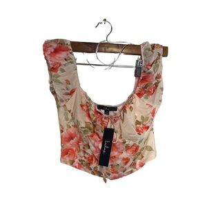 NWT Lulu's‎ floral short sleeve crop top size S